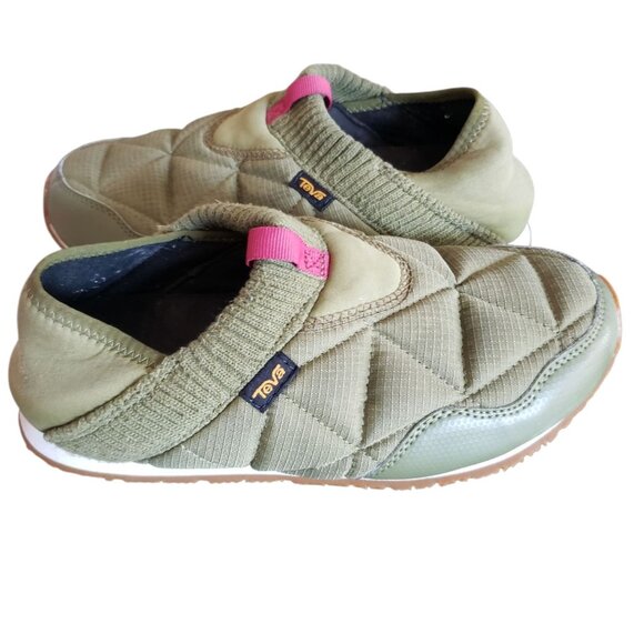 Teva Re  Ember Moc Slippers Quilted Design Knit Collar Womens Olive Size 8 - Picture 15 of 16